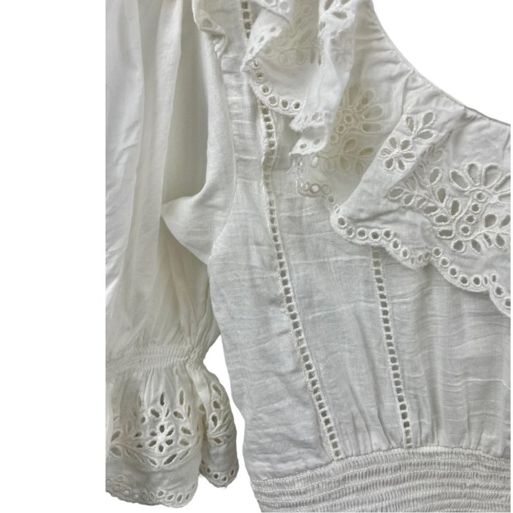 Aritzia Sunday Best White Lady Broderie Peasant Prairie Voile Blouse Size S - Picture 11 of 11